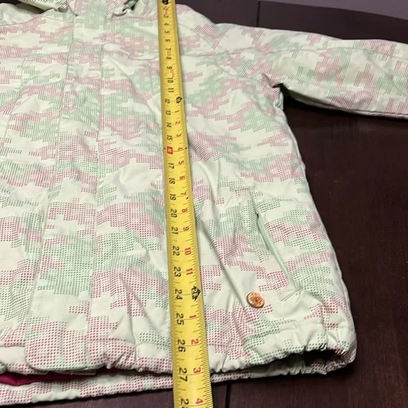 Burton Wanderlust Ski Snowboard Jacket Girls XL Lt. Green Geo Hooded Pink Parka - Picture 12 of 16